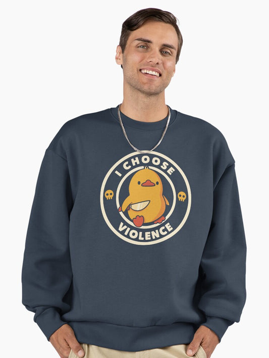 I Choose Violence Funny Duck by Tobe Fonseca Premium Oversized Sweatshirt