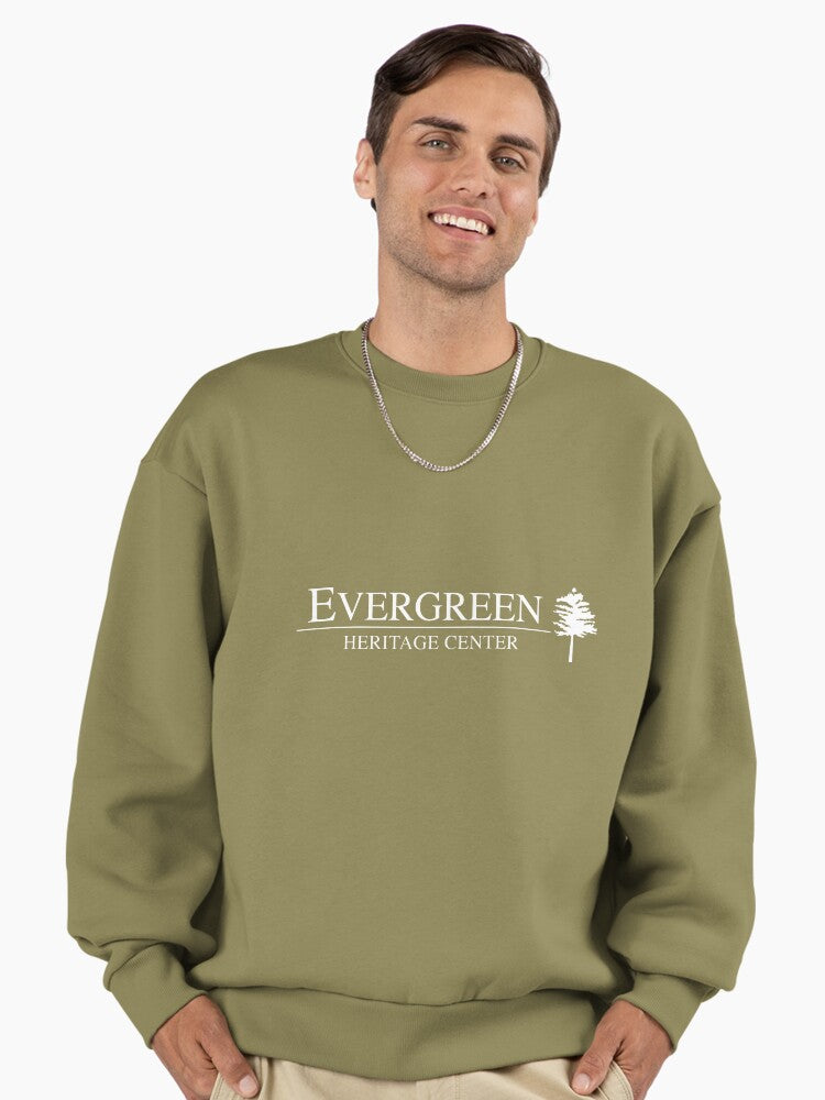 Evergreen Heritage Center Logo White Premium Oversized Sweatshirt