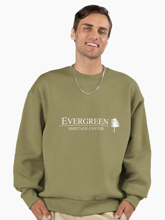 Evergreen Heritage Center Logo White Premium Oversized Sweatshirt