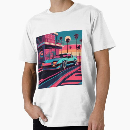 "80s Lofi Retro Sports Car Ocean Drive" Premium T-Shirt for Sale by DreamCraze