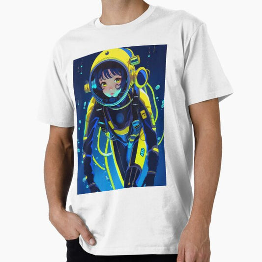 "Lofi Girl in Blue and Yellow Diving Suit" Premium T-Shirt for Sale by DreamCraze