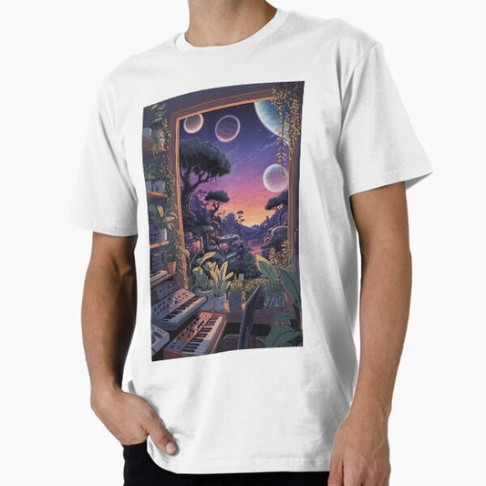 "Planet Moon Lo-Fi Synth Space Studio" Premium T-Shirt for Sale by DreamCraze