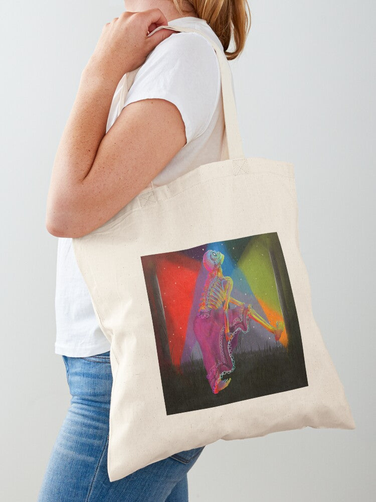 Dia De Los Muertos Dancing Skeleton Tote Bag | Cute Halloween Tote Bag | Reusable Eco Shopping Bag