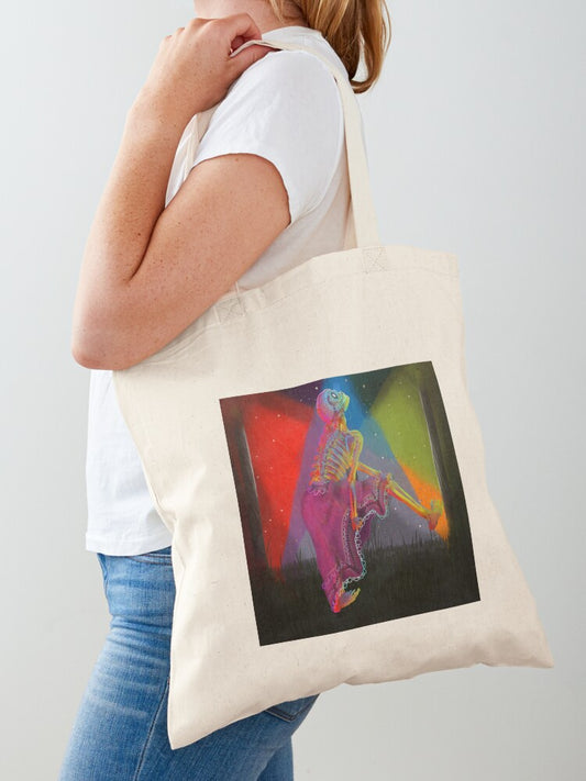 Dia De Los Muertos Dancing Skeleton Tote Bag | Cute Halloween Tote Bag | Reusable Eco Shopping Bag