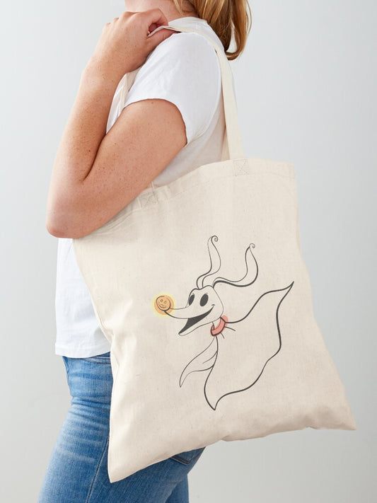 Zero From The Nightmare Before Christmas Tote Bag | Cute Halloween Tote Bag | Reusable Eco Shopping Bag