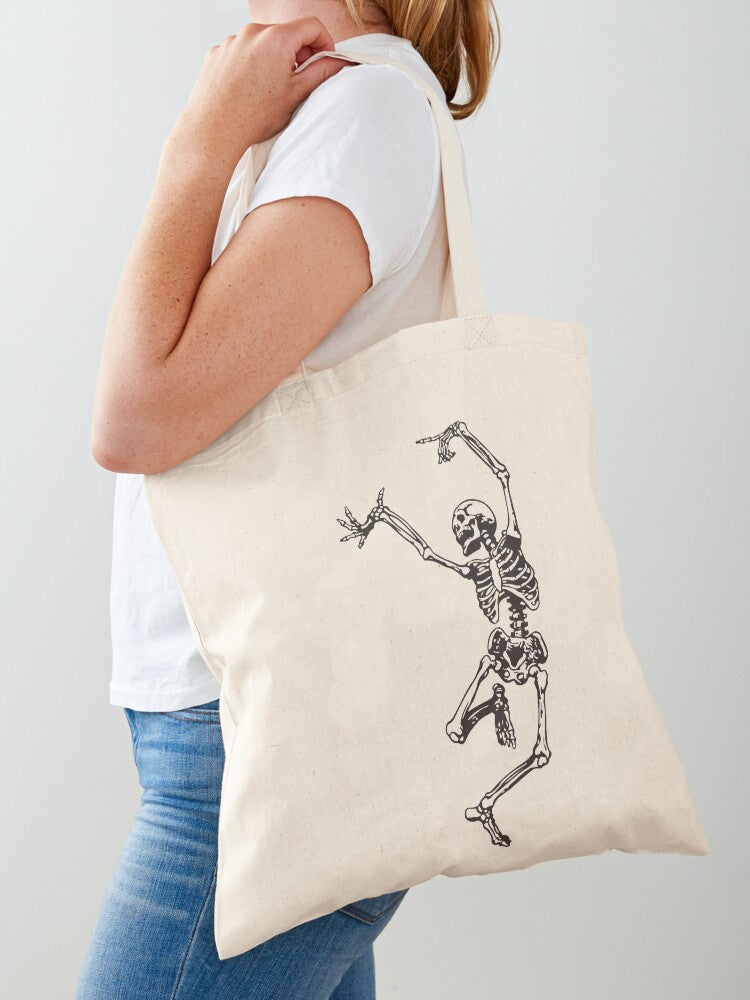 Dance With Death Tote Bag | Cute Halloween Tote Bag | Reusable Eco Shopping Bag