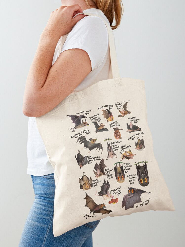 Critically Endangered Bats Of The World Tote Bag | Cute Halloween Tote Bag | Reusable Eco Shopping Bag