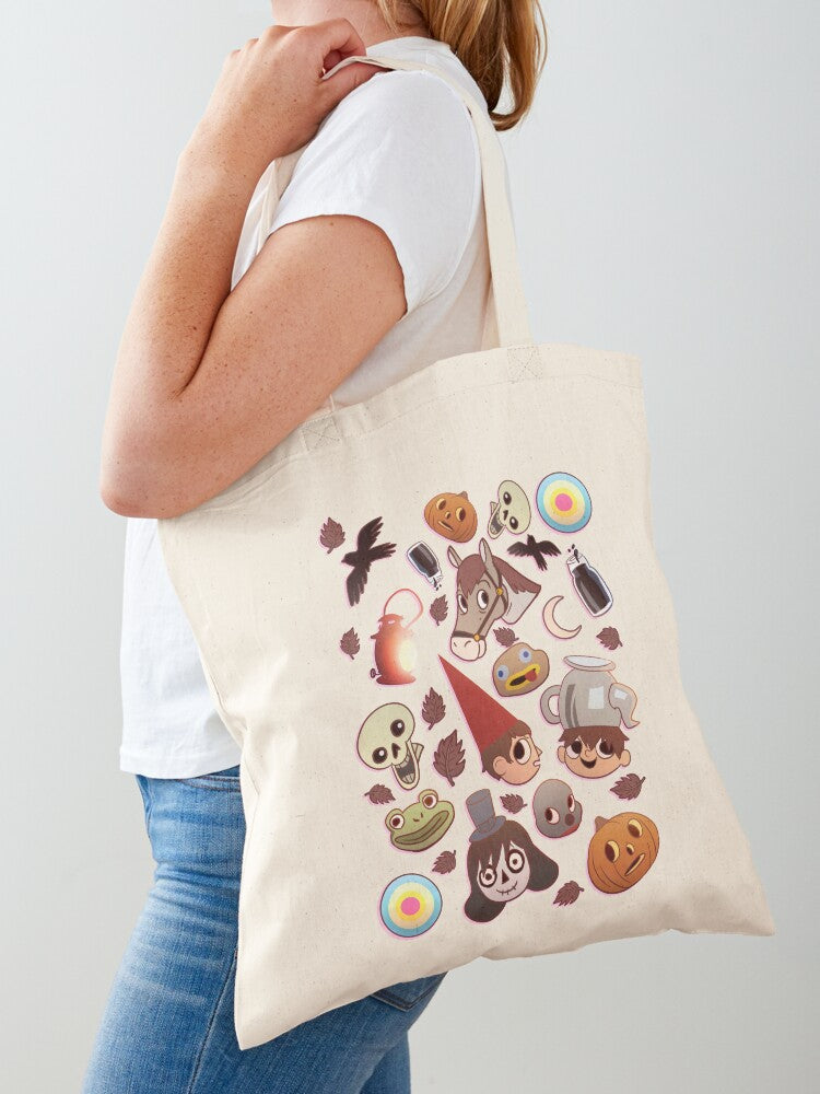 Over The Garden Wall Pattern Tote Bag | Cute Halloween Tote Bag | Reusable Eco Shopping Bag