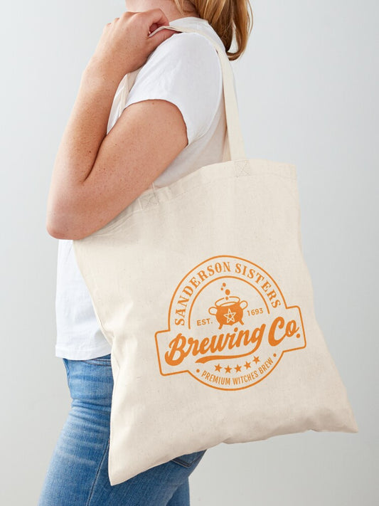 Sanderson Sisters Brewing Co Tote Bag | Cute Halloween Tote Bag | Reusable Eco Shopping Bag