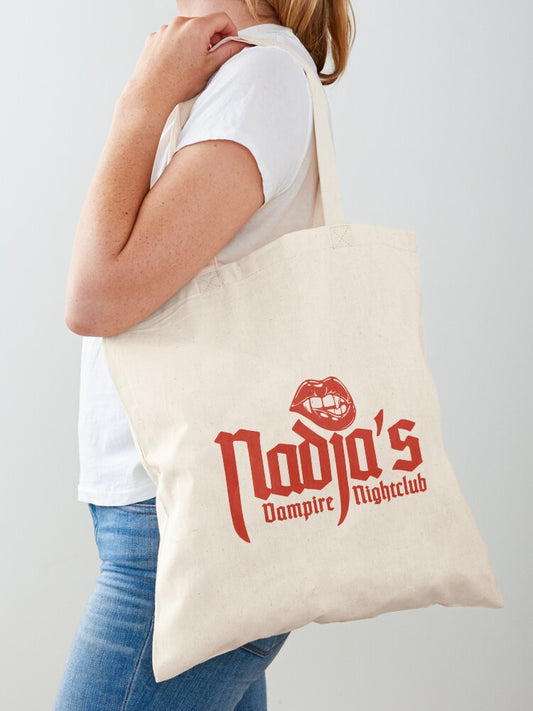 Nadja's Vampire Nightclub Red Tote Bag | Cute Halloween Tote Bag | Reusable Eco Shopping Bag