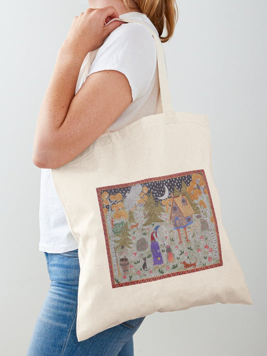 Baba Yagas Enchanted Forest Tote Bag | Cute Halloween Tote Bag | Reusable Eco Shopping Bag