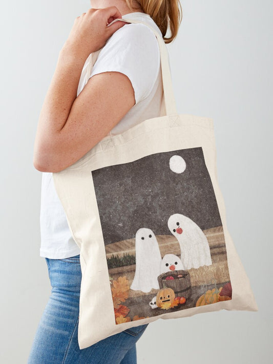 Apple Bobbing Tote Bag | Cute Halloween Tote Bag | Reusable Eco Shopping Bag