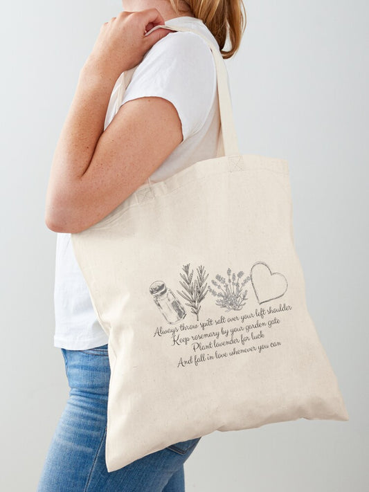 Practical Magic Spilled Salt Rosemary Lavender And Love Tote Bag | Cute Halloween Tote Bag | Reusable Eco Shopping Bag