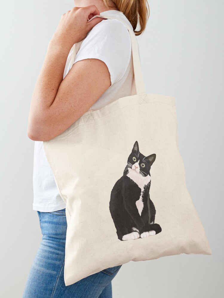 Black Cat Tote Bag | Cute Halloween Tote Bag | Reusable Eco Shopping Bag