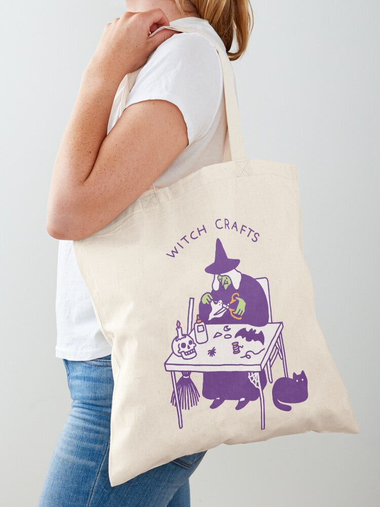 Witch Crafts Tote Bag | Cute Halloween Tote Bag | Reusable Eco Shopping Bag