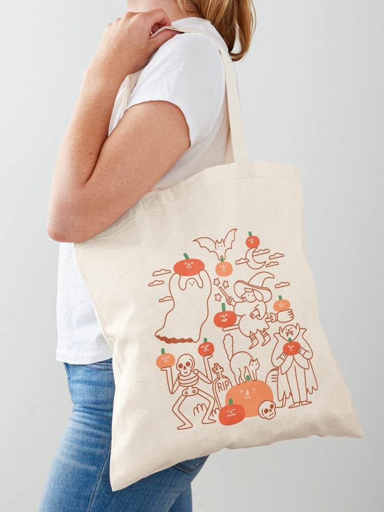 Pumpkin Party Tote Bag | Cute Halloween Tote Bag | Reusable Eco Shopping Bag