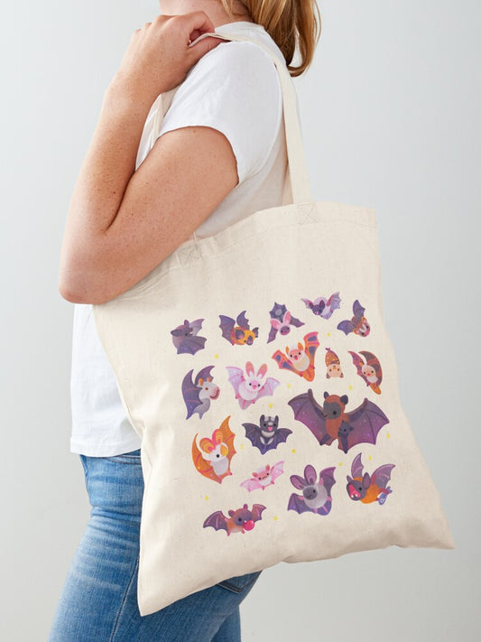 Bat - Dark Tote Bag | Cute Halloween Tote Bag | Reusable Eco Shopping Bag