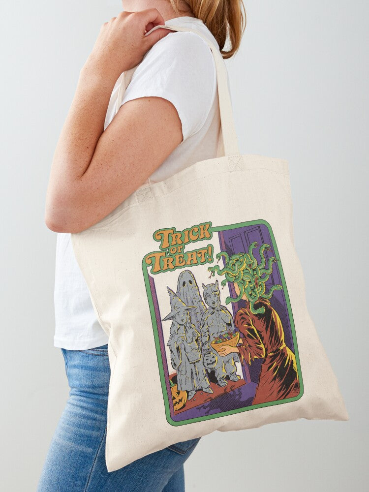 Trick Or Treat Tote Bag | Cute Halloween Tote Bag | Reusable Eco Shopping Bag