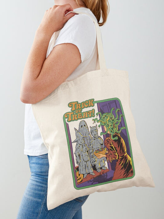Trick Or Treat Tote Bag | Cute Halloween Tote Bag | Reusable Eco Shopping Bag
