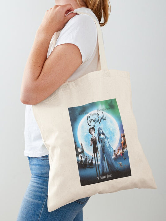 Corpse Bride Tote Bag | Cute Halloween Tote Bag | Reusable Eco Shopping Bag