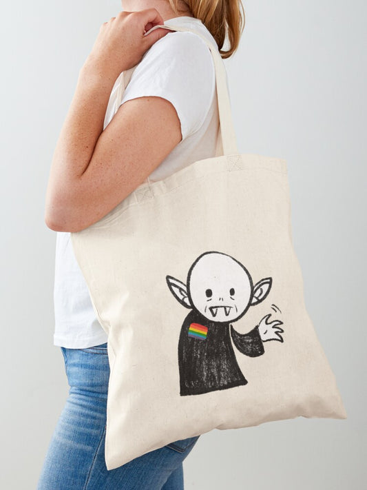 Gay Pride Nosferatu Tote Bag | Cute Halloween Tote Bag | Reusable Eco Shopping Bag