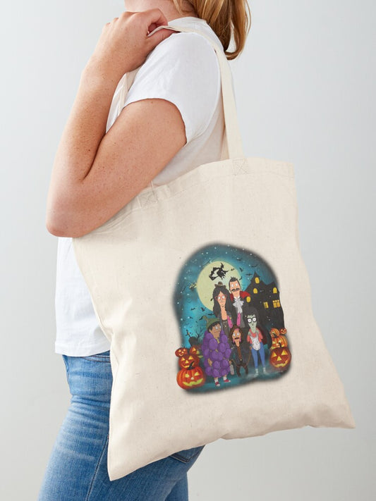 Official Halloween-bobs-burgers-family Tote Bag | Spooky Halloween Tote Bag | Trendy Reusable Bag