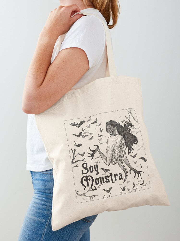Soy Monstra Tote Bag | Cute Halloween Tote Bag | Reusable Eco Shopping Bag