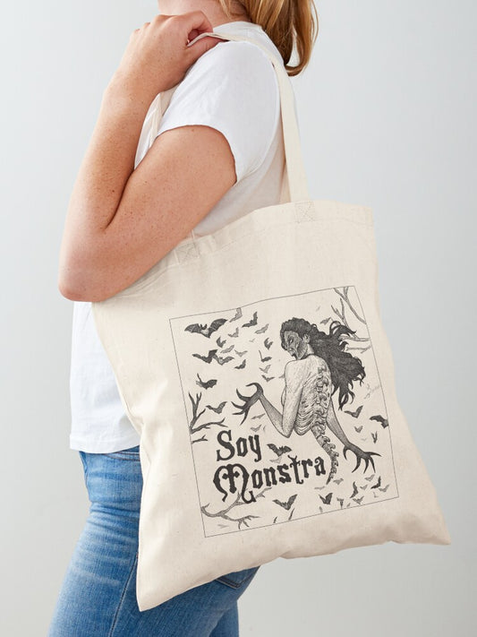 Soy Monstra Tote Bag | Cute Halloween Tote Bag | Reusable Eco Shopping Bag