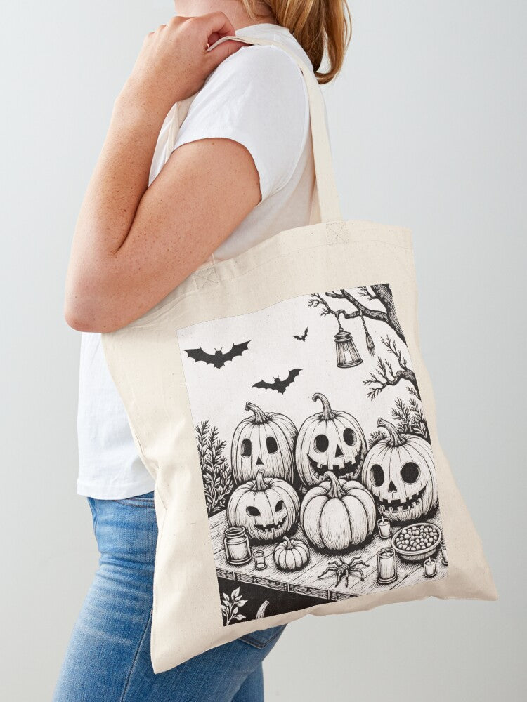 Spooky Pumpkins Great Halloween Decorations Tote Bag | Spooky Halloween Tote Bag | Trendy Reusable Bag