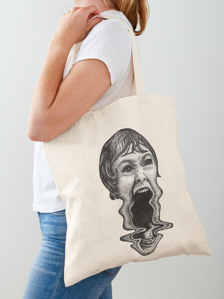 Creepy Face Horror Tote Bag | Cute Halloween Tote Bag | Reusable Eco Shopping Bag