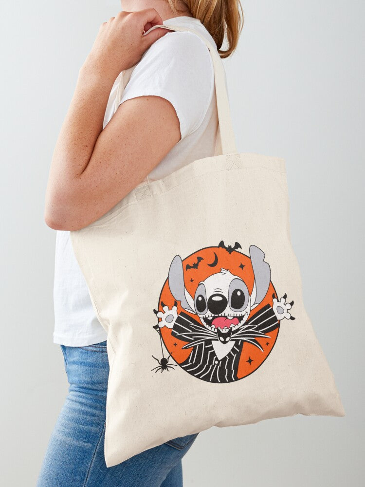 Stitch Halloween Tote Bag | Spooky Halloween Tote Bag | Trendy Reusable Bag