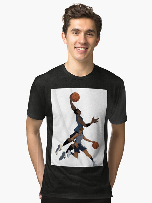 Basketball Graphic On Tri-blend Tee Framed Art Print Canvas Fridge Magnets And On Greeting Cards Tri-blend T-shirt | Premium Basketball Jersey | Fan Edition Apparel