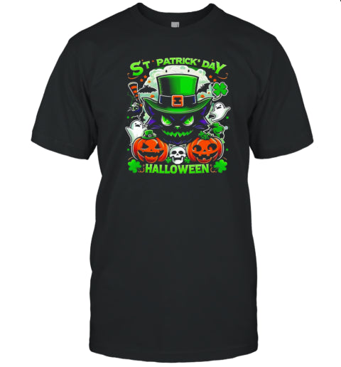 St. Patricks Day Halloween Cat T Shirt