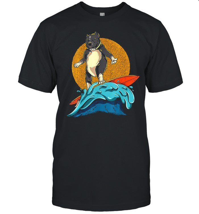 Surfing Pitbull Hawaiian Pit Bull Dog Surfer T shirt