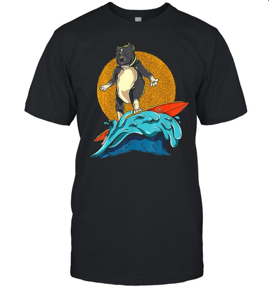 Surfing Pitbull Hawaiian Pit Bull Dog Surfer T shirt
