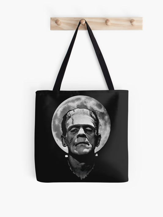 Frankenstein Moon Tote Bag | Cute Halloween Tote Bag | Reusable Eco Shopping Bag