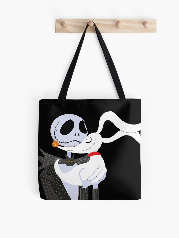 Zero Cuddling With Jack Tote Bag | Cute Halloween Tote Bag | Reusable Eco Shopping Bag