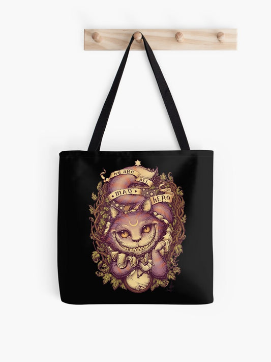 Cheshire Cat Tote Bag | Cute Halloween Tote Bag | Reusable Eco Shopping Bag