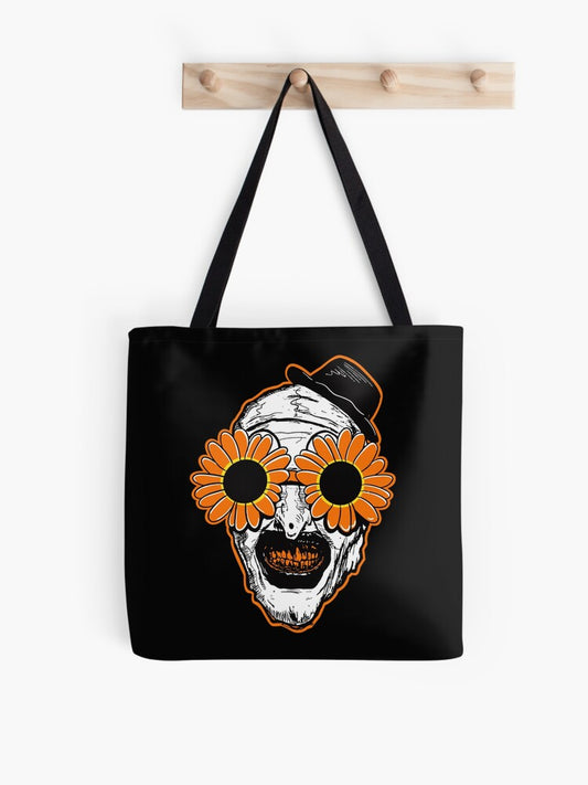Sunflower Sunglasses Horror Clown Movie Art Terrifier 2 Tote Bag | Cute Halloween Tote Bag | Reusable Eco Shopping Bag