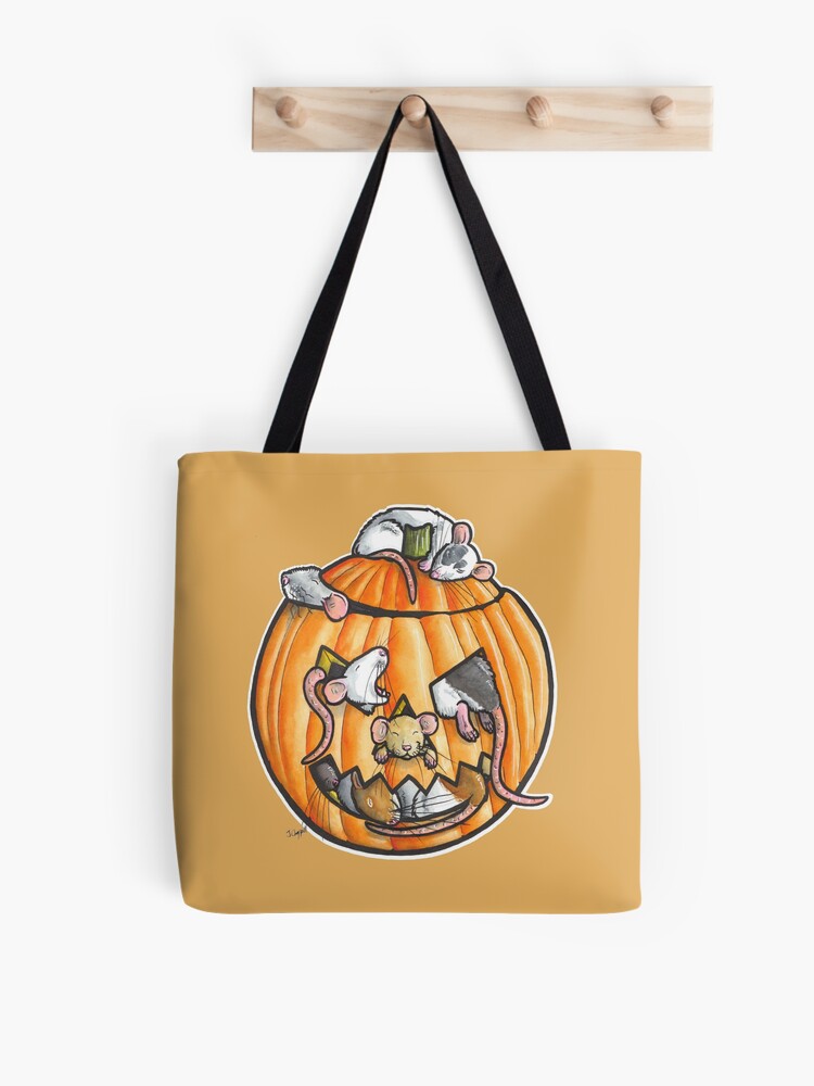 Halloween Pumpkin Rats Tote Bag | Spooky Halloween Tote Bag | Trendy Reusable Bag