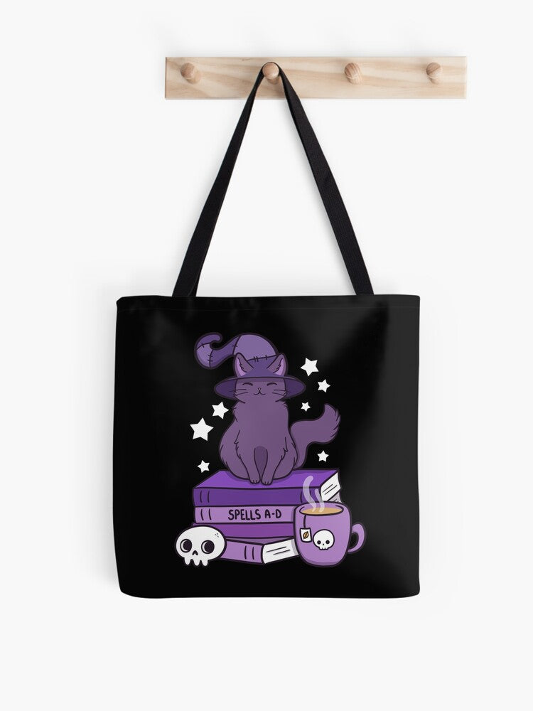 Feline Familiar 02 Black Nikury Tote Bag | Cute Halloween Tote Bag | Reusable Eco Shopping Bag