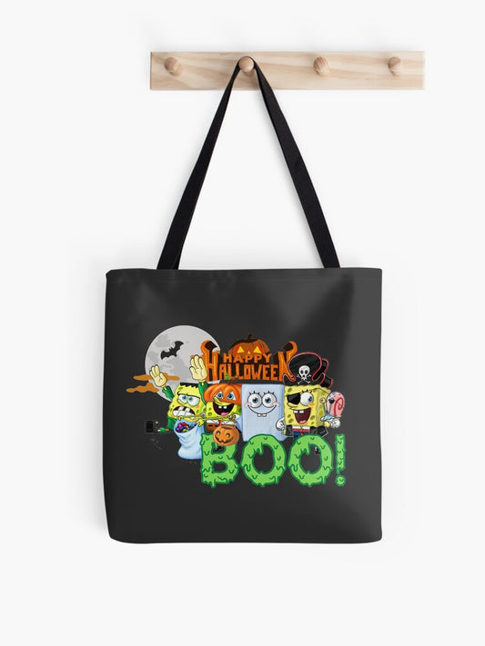 Spongebob Halloween Happy Halloween Day Tote Bag | Spooky Halloween Tote Bag | Trendy Reusable Bag