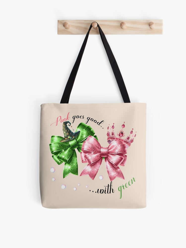 Wicked Change For Good Glitter Defy Gravity Broomstick Magic Wand Tote Bag | Cute Halloween Tote Bag | Reusable Eco Shopping Bag