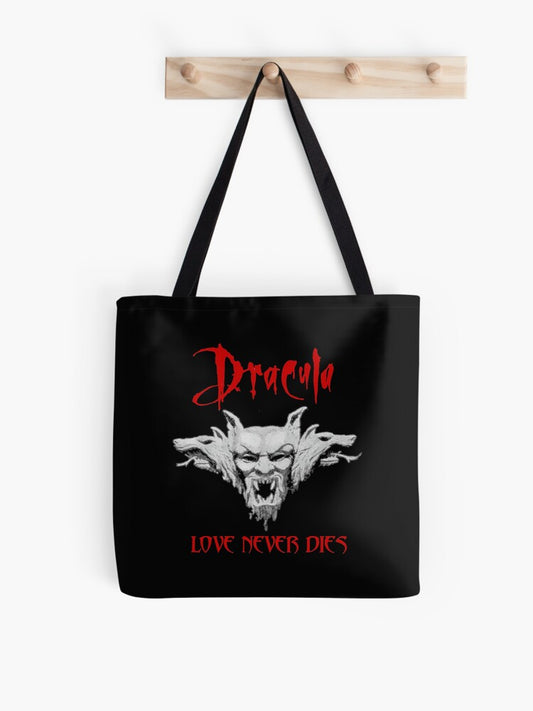 Dracula Love Never Dies Tote Bag | Cute Halloween Tote Bag | Reusable Eco Shopping Bag