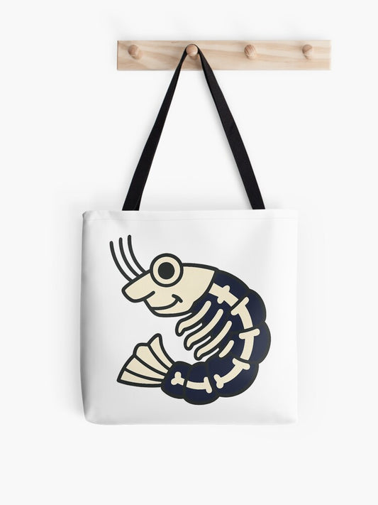 Skeleton Shrimp Tote Bag | Cute Halloween Tote Bag | Reusable Eco Shopping Bag