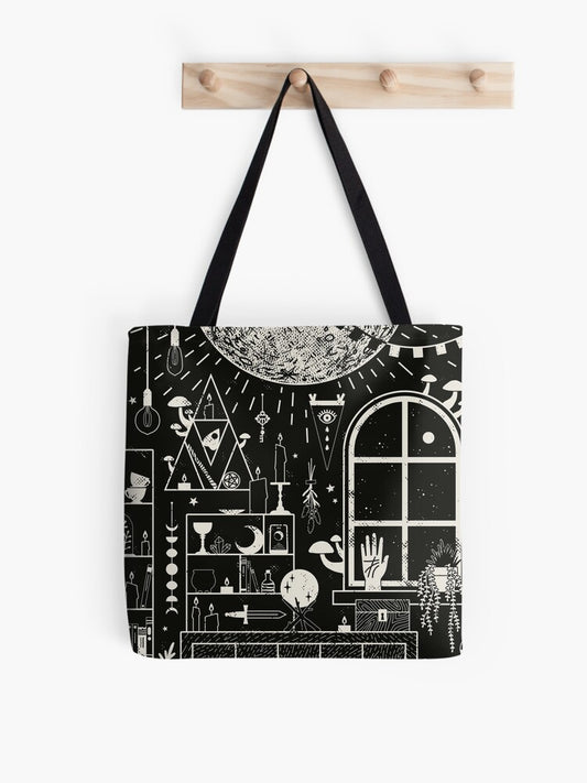 Moon Altar Tote Bag | Cute Halloween Tote Bag | Reusable Eco Shopping Bag