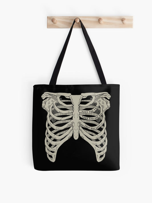 The Locked Tomb - Ribcage Tote Bag | Cute Halloween Tote Bag | Reusable Eco Shopping Bag