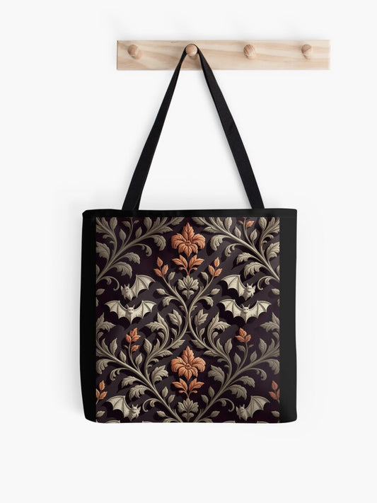 Damask Halloween Tote Bag | Spooky Halloween Tote Bag | Trendy Reusable Bag