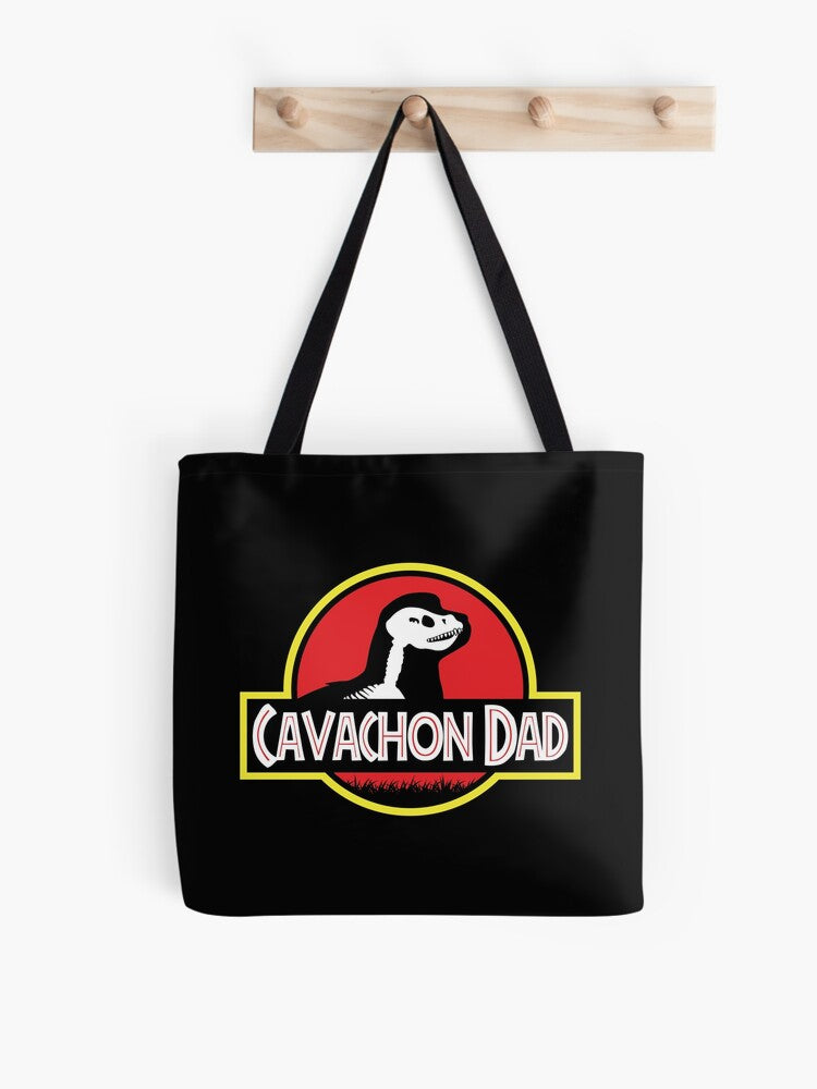 For Dark Background Jurassic Cavachon Dad Tote Bag | Cute Halloween Tote Bag | Reusable Eco Shopping Bag