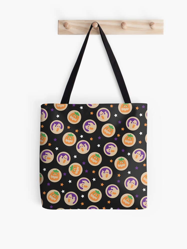 Halloween Pumpkin And Ghost Sugar Cookie Tote Bag | Spooky Halloween Tote Bag | Trendy Reusable Bag